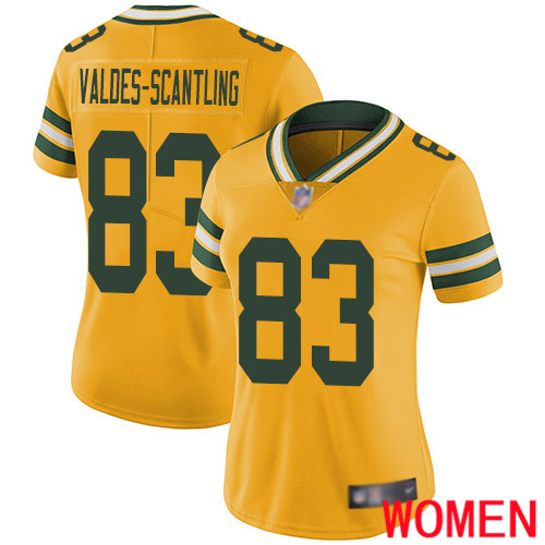 Green Bay Packers Limited Gold Women #83 Valdes-Scantling Marquez Jersey Nike NFL Rush Vapor Untouchable->green bay packers->NFL Jersey